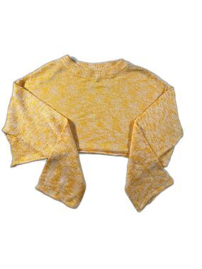 H&M DIVIDED Yellow Marled Cropped Crew Sweater